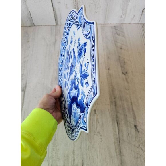 Koninklijke porcelain blue delft parakeet bird platter‎ plate unique - Picture 5 of 7